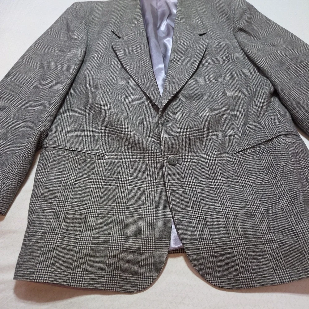 Vtg Men's Ottimo Blazer Jacket Size 43R Gray Glen Plaid Wool Sport Coat Classic